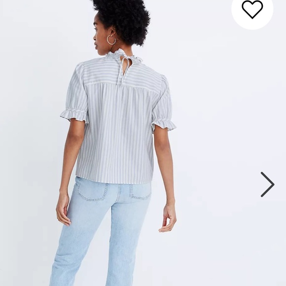 Madewell Striped Ruffle-Neck Keyhole Top Size XS - Picture 3 of 9